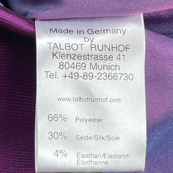 Talbot Runhof Purple Gown Drape Waist Formal Dress‎ Size 6 Sleeveless Silk Blend